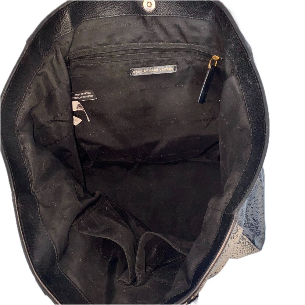 Marc Jacobs Leather Shoulder Bag Python Print Tot… - image 5